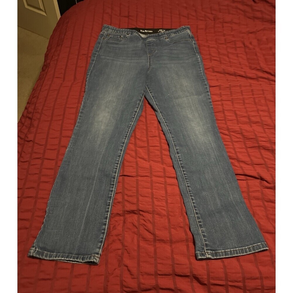 Kim Rogers Blue Jeans Straight Leg Size 14 Tummy Control Stretch